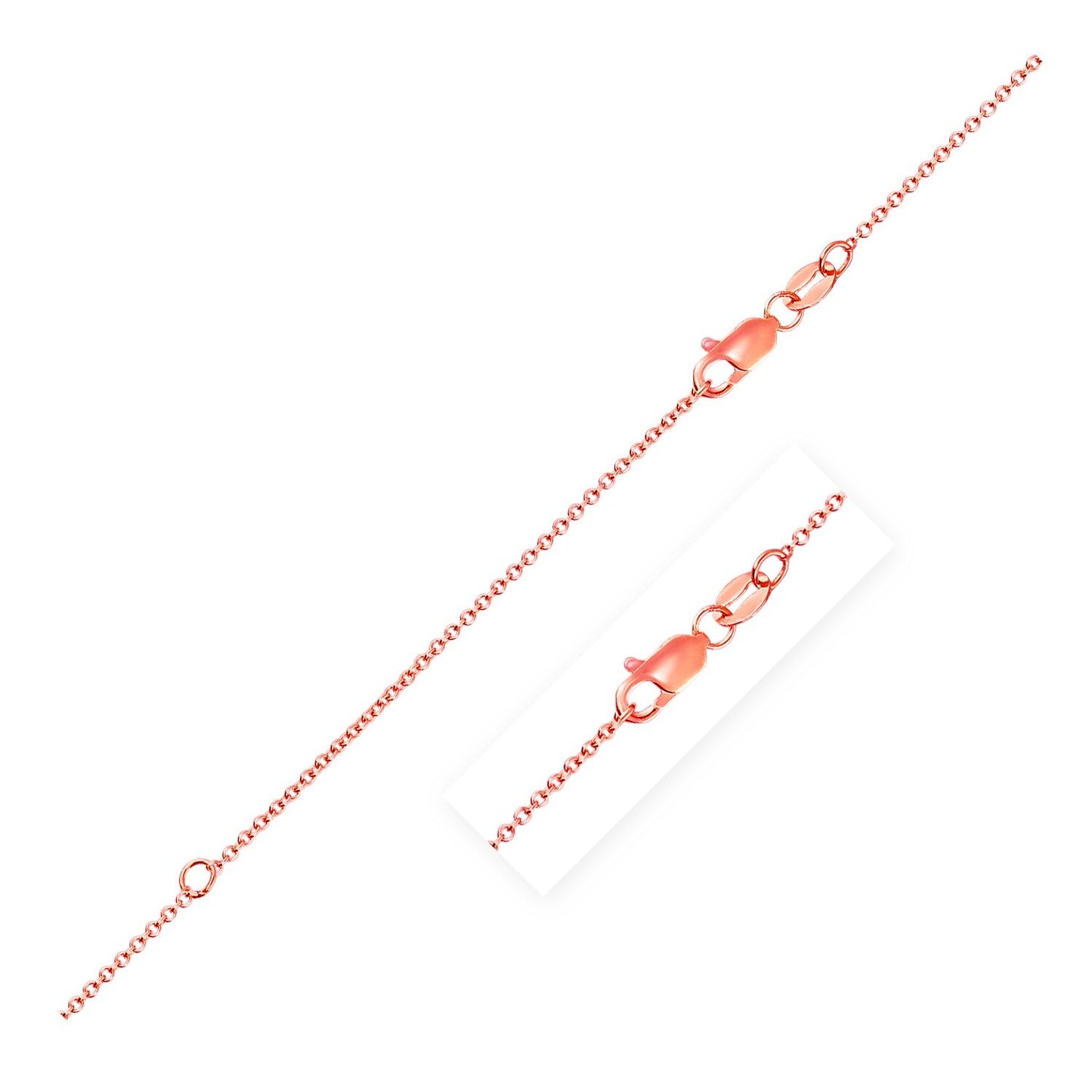 Size: 18'' - Extendable Cable Chain in 14k Rose Gold (1.10 mm)