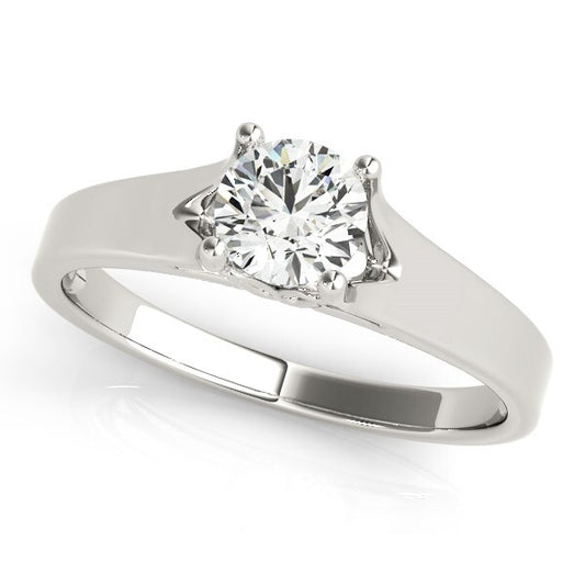 Size: 8.5 - 14k White Gold Prong Set Style Solitaire Diamond Engagement Ring (1/2 cttw)