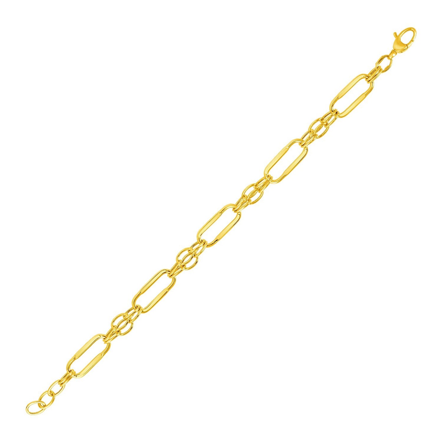 Size: 8'' - 14k Yellow Gold Bracelet with Polished Rectangular Oval Links