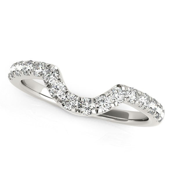 Size: 8.5 - 14k White Gold Curved Diamond Wedding Band (3/8 cttw)