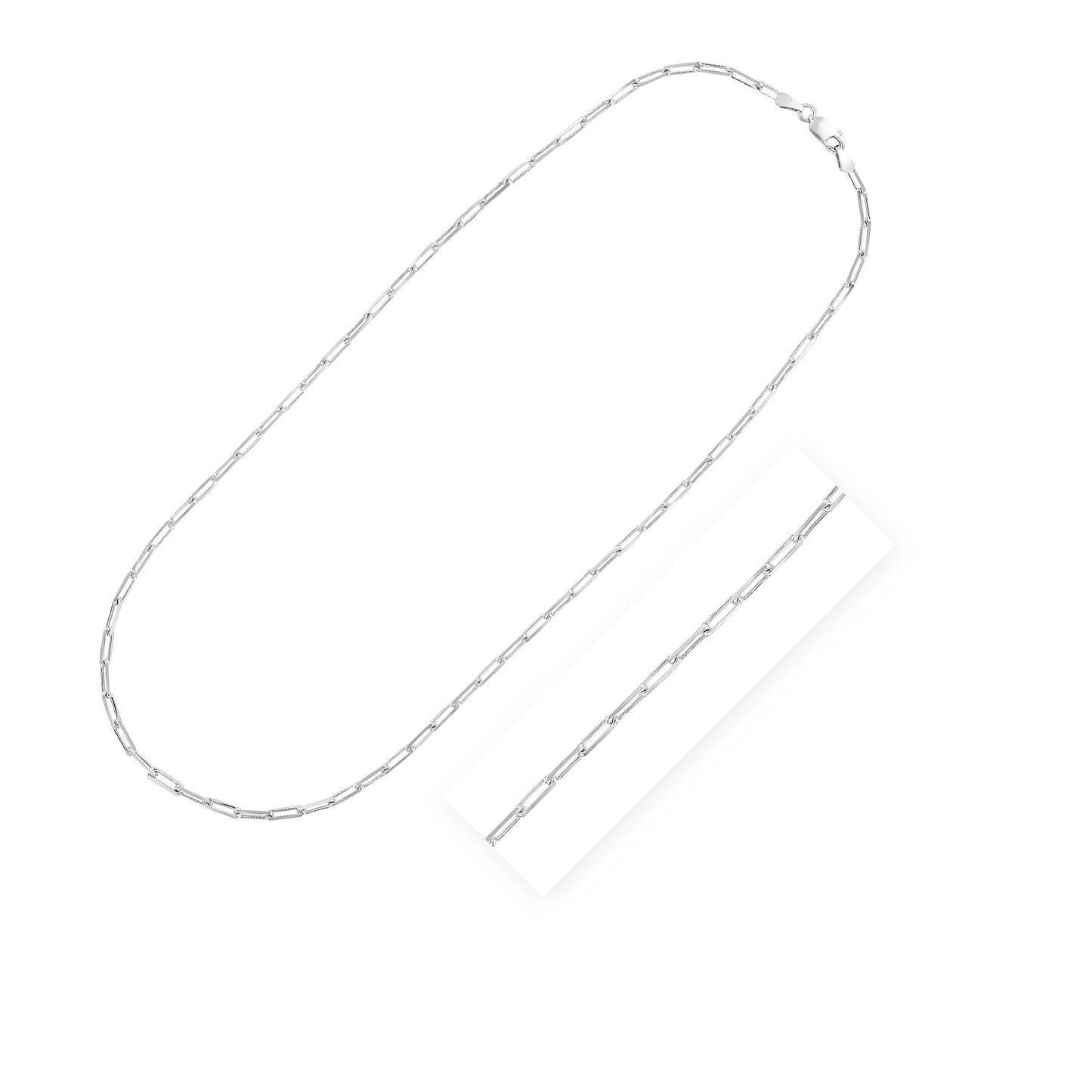 Size: 18'' - Sterling Silver Rhodium Plated Paperclip Chain (3.00 mm)