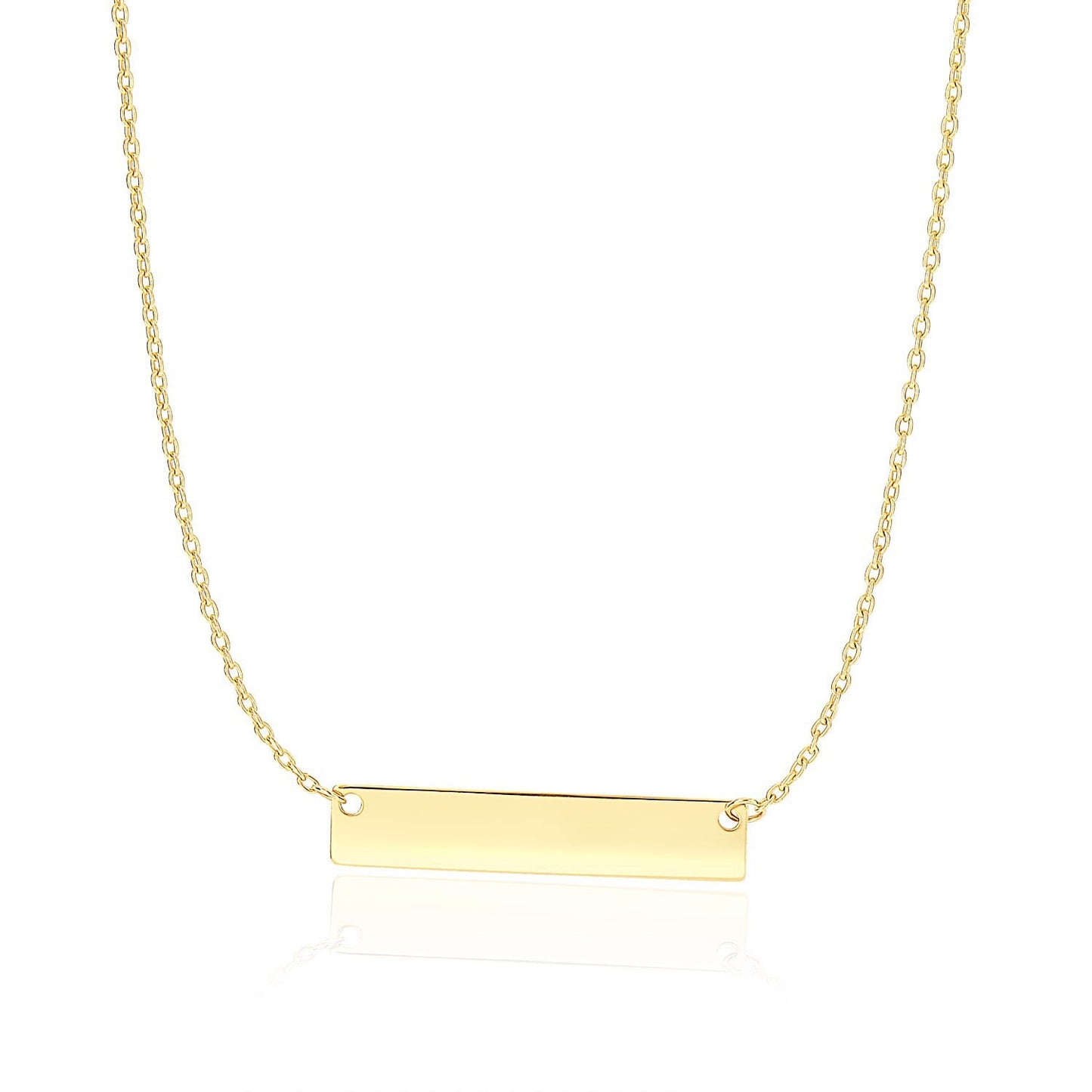 Size: 18'' - 14k Yellow Gold Smooth Flat Horizontal Bar Style Necklace