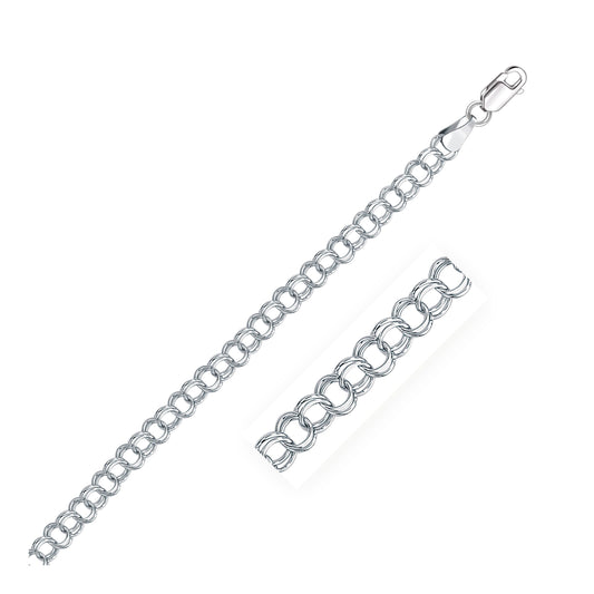 Size: 7'' - 5.0 mm 14k White Gold Solid Double Link Charm Bracelet