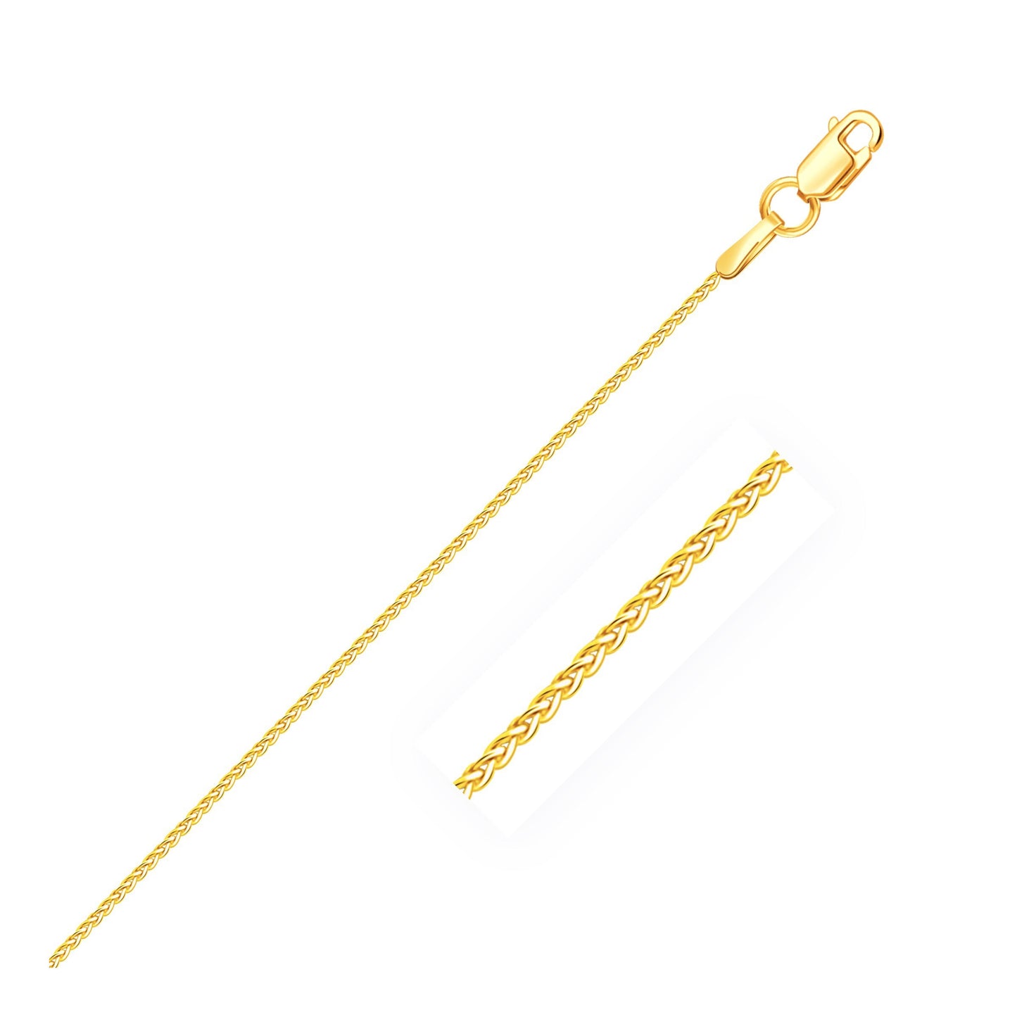 Size: 20'' - 14k Yellow Gold Round Wheat Chain (1.00 mm)