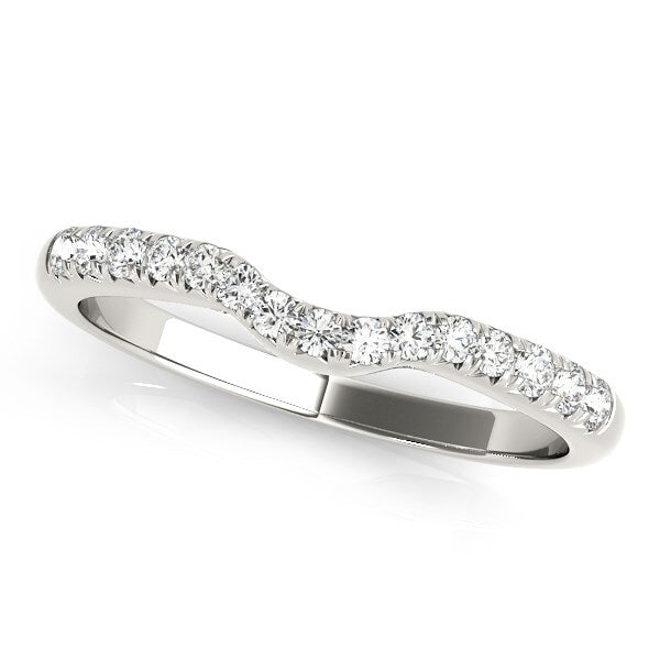 Size: 4.5 - 14k White Gold Pave Set Curved Diamond Wedding Band (1/5 cttw)