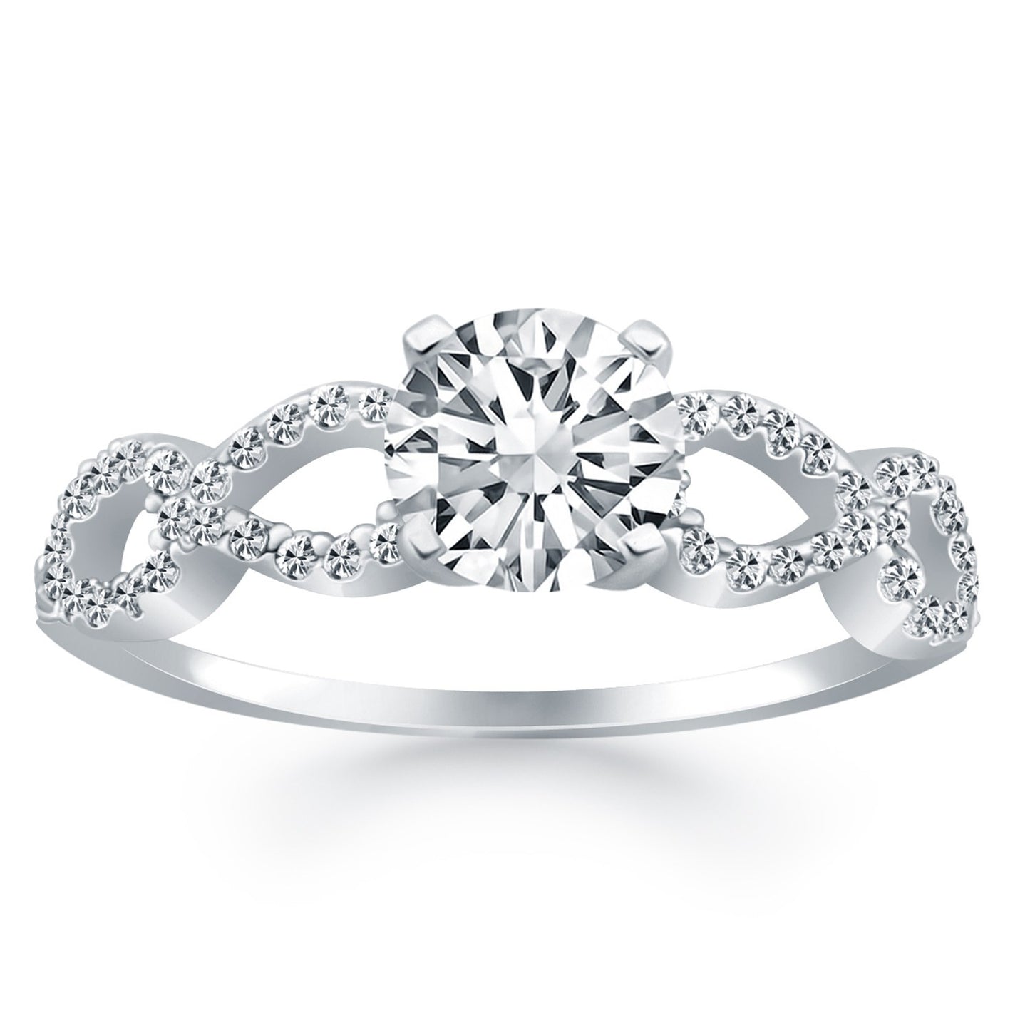 Size: 8.5 - 14k White Gold Double Infinity Diamond Engagement Ring