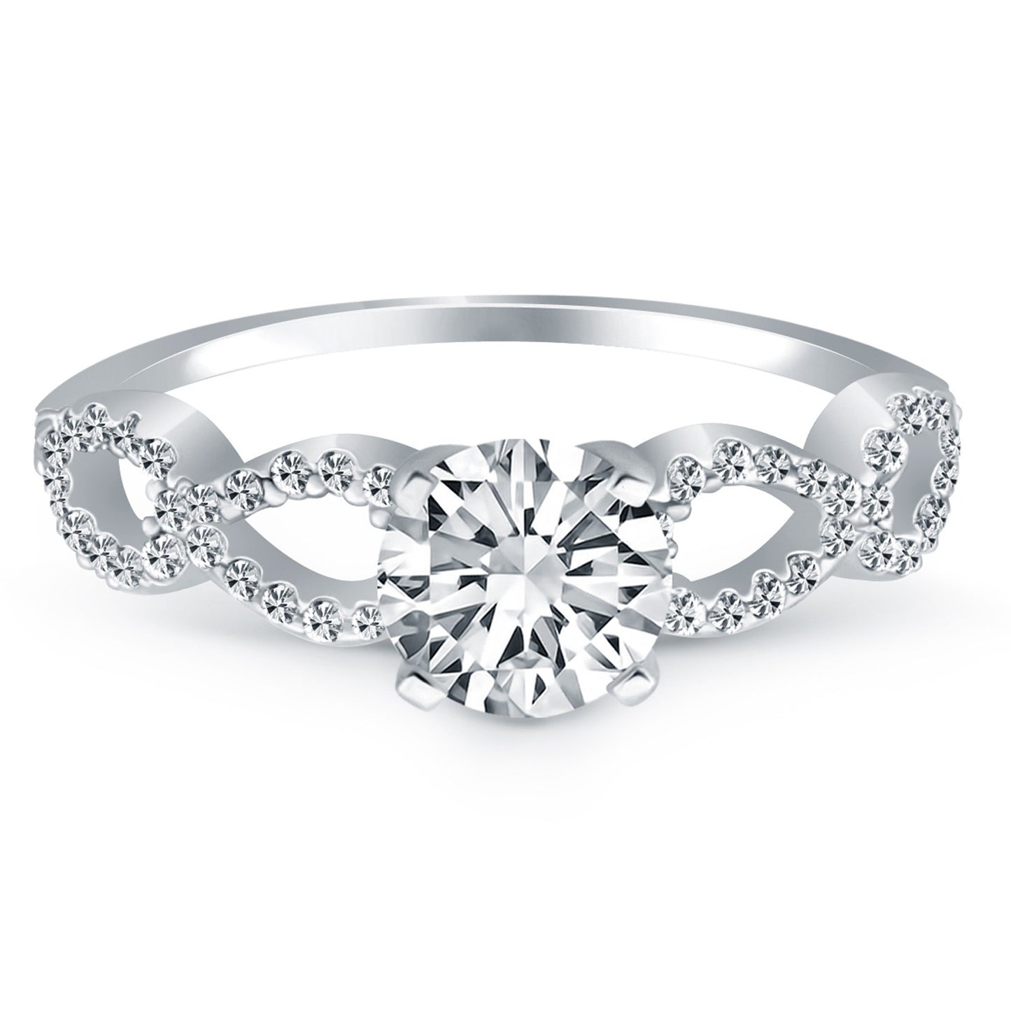 Size: 8.5 - 14k White Gold Double Infinity Diamond Engagement Ring