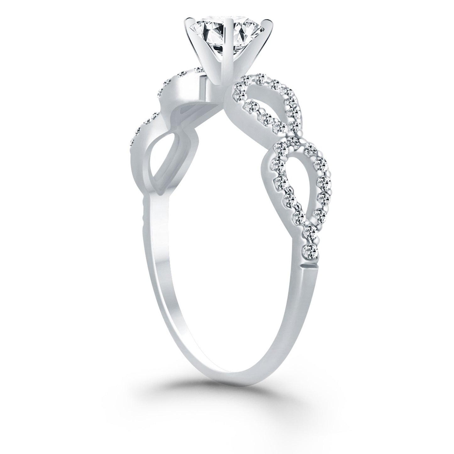 Size: 8.5 - 14k White Gold Double Infinity Diamond Engagement Ring