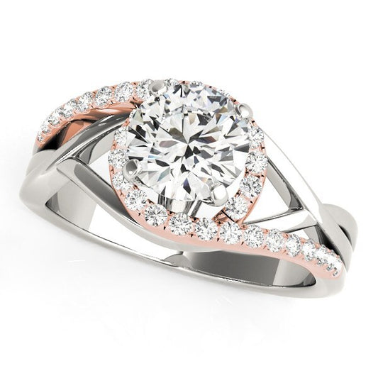 Size: 8.5 - 14k White And Rose Gold Bypass Diamond Engagement Ring (1 1/4 cttw)