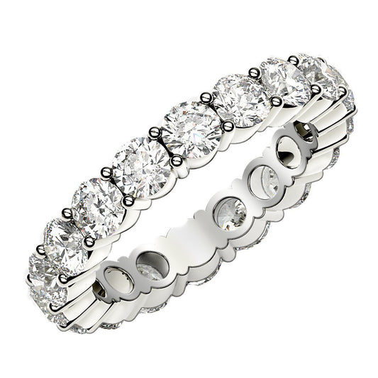 Size: 4.5 - Round Cut Lab Grown Diamond Eternity Ring in 14k White Gold (2 cttw FG/VS2)