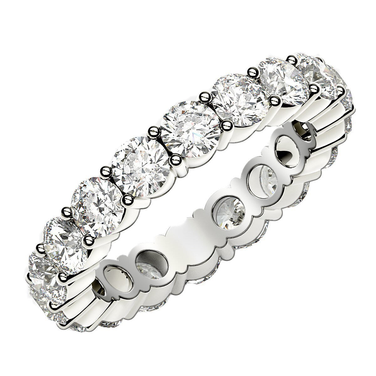 Size: 8 - Round Cut Lab Grown Diamond Eternity Ring in 14k White Gold (2 cttw FG/VS2)