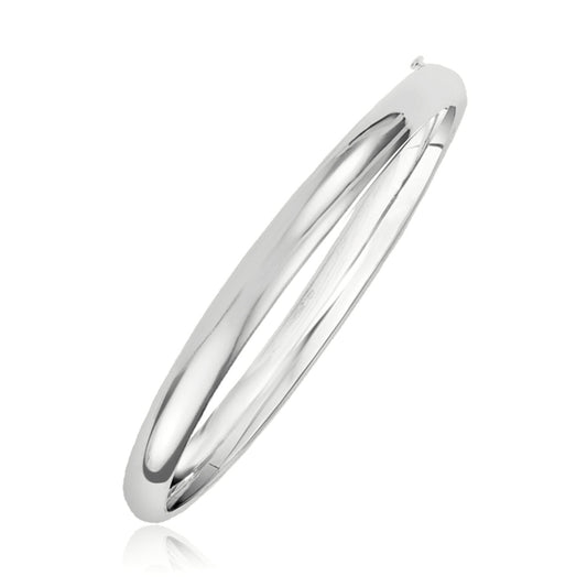 Size: 8'' - Classic Bangle in 14k White Gold (5.0mm)