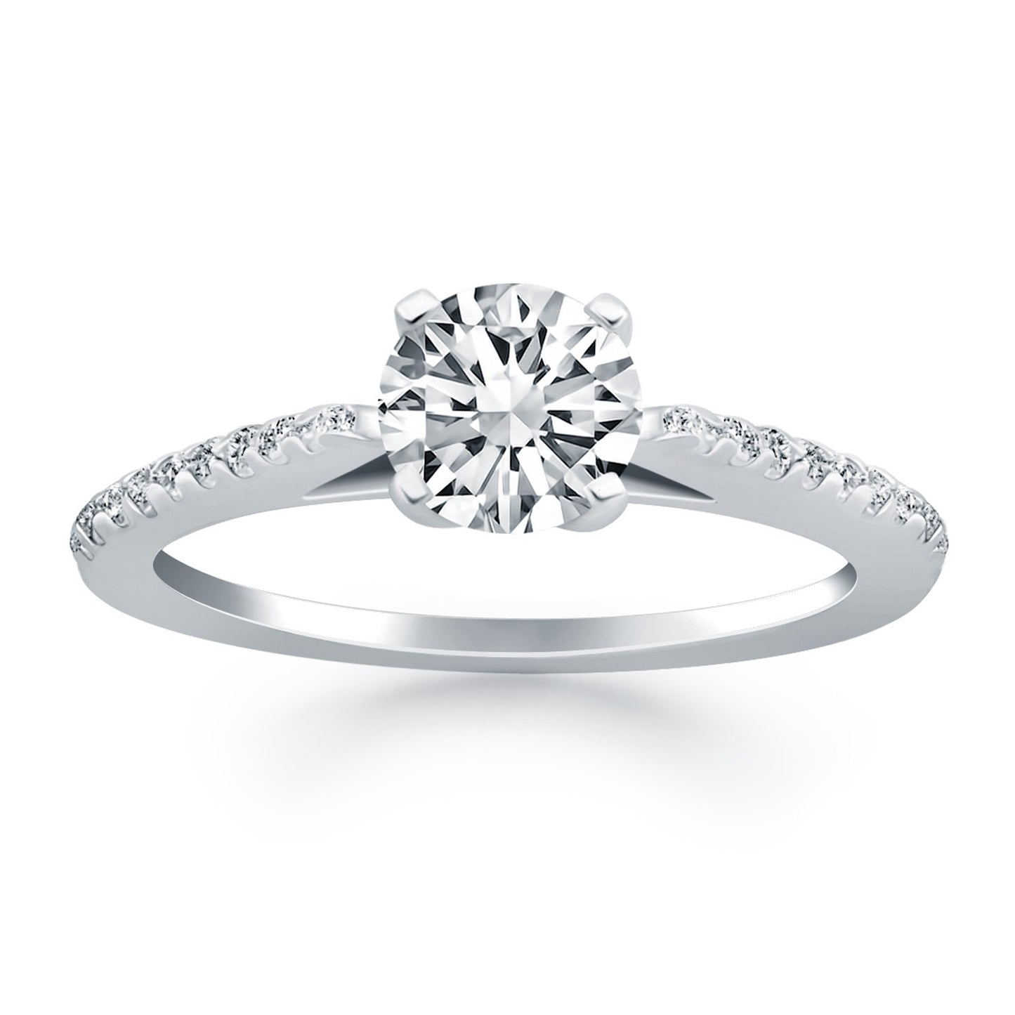 Size: 8.5 - 14k White Gold Micro Prong Diamond Cathedral Engagement Ring