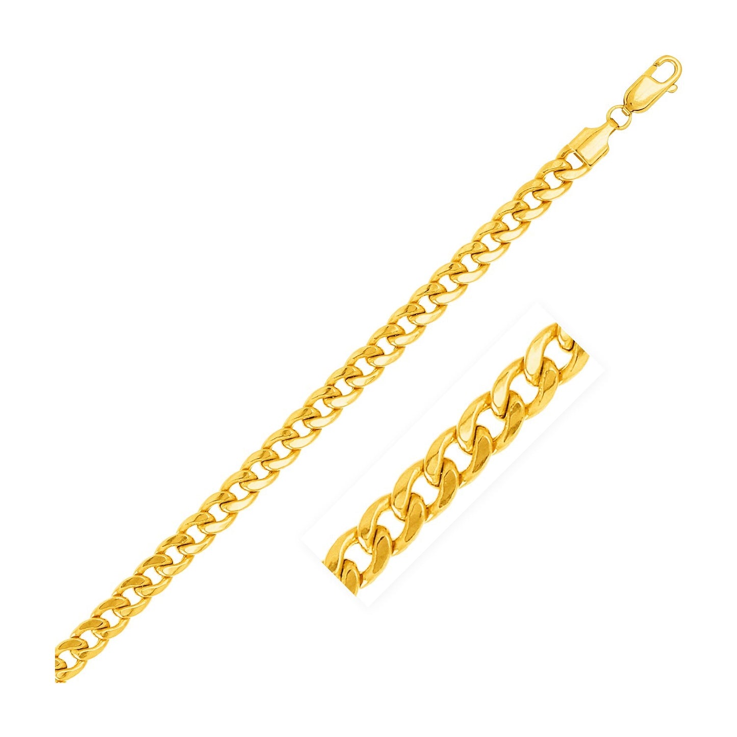 Size: 8.5'' - 5.5mm 14k Yellow Gold Miami Cuban Semi Solid Bracelet