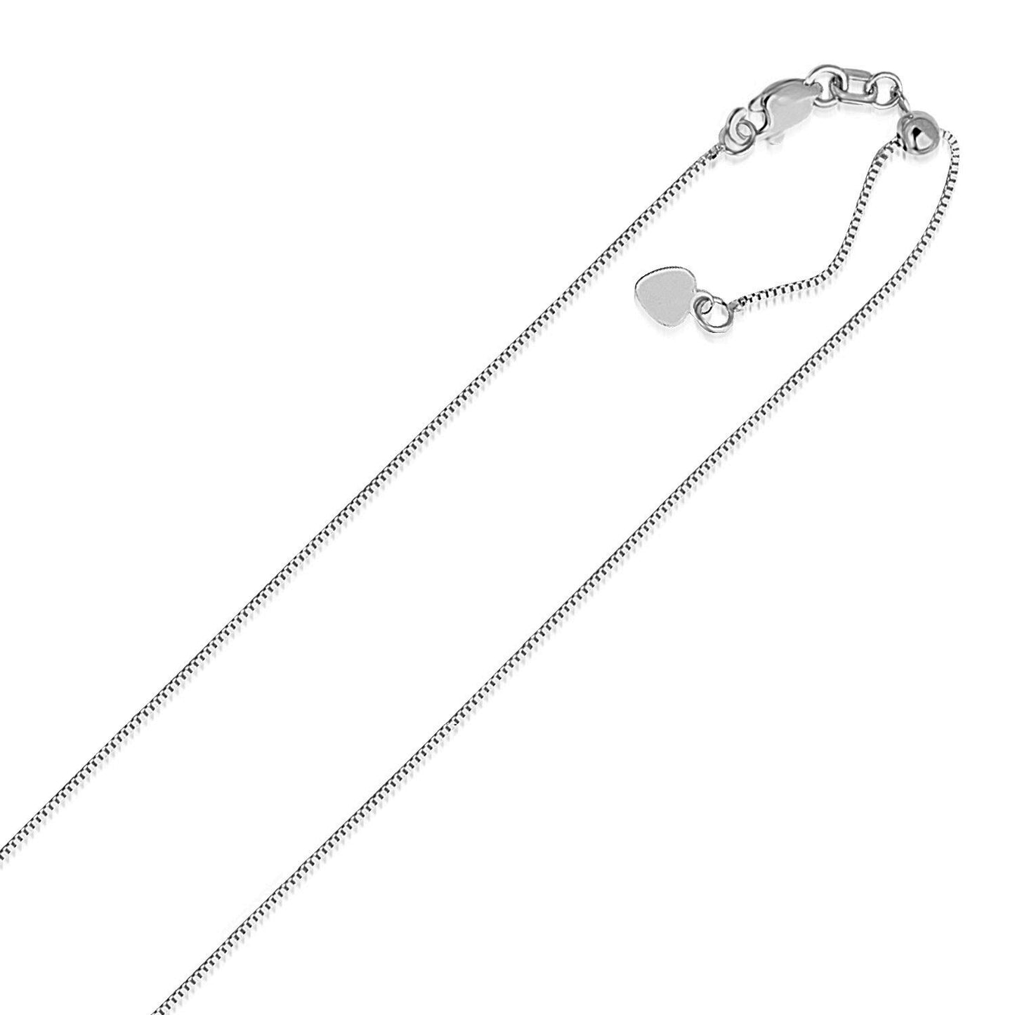 Size: 22'' - 14k White Gold Adjustable Box Chain (0.70 mm)