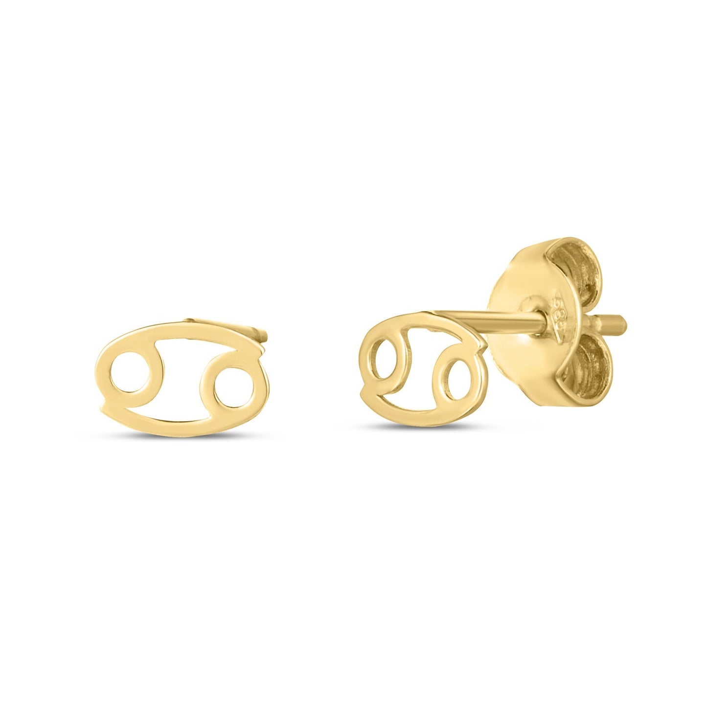 14k Yellow Gold Cancer Stud Earrings