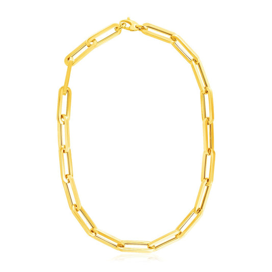 Size: 18'' - 14k Yellow Gold Extra Wide Paperclip Chain Necklace