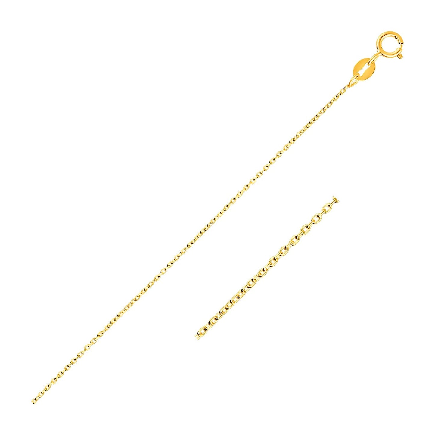 Size: 20'' - 14k Yellow Gold Oval Cable Link Chain (0.97 mm)