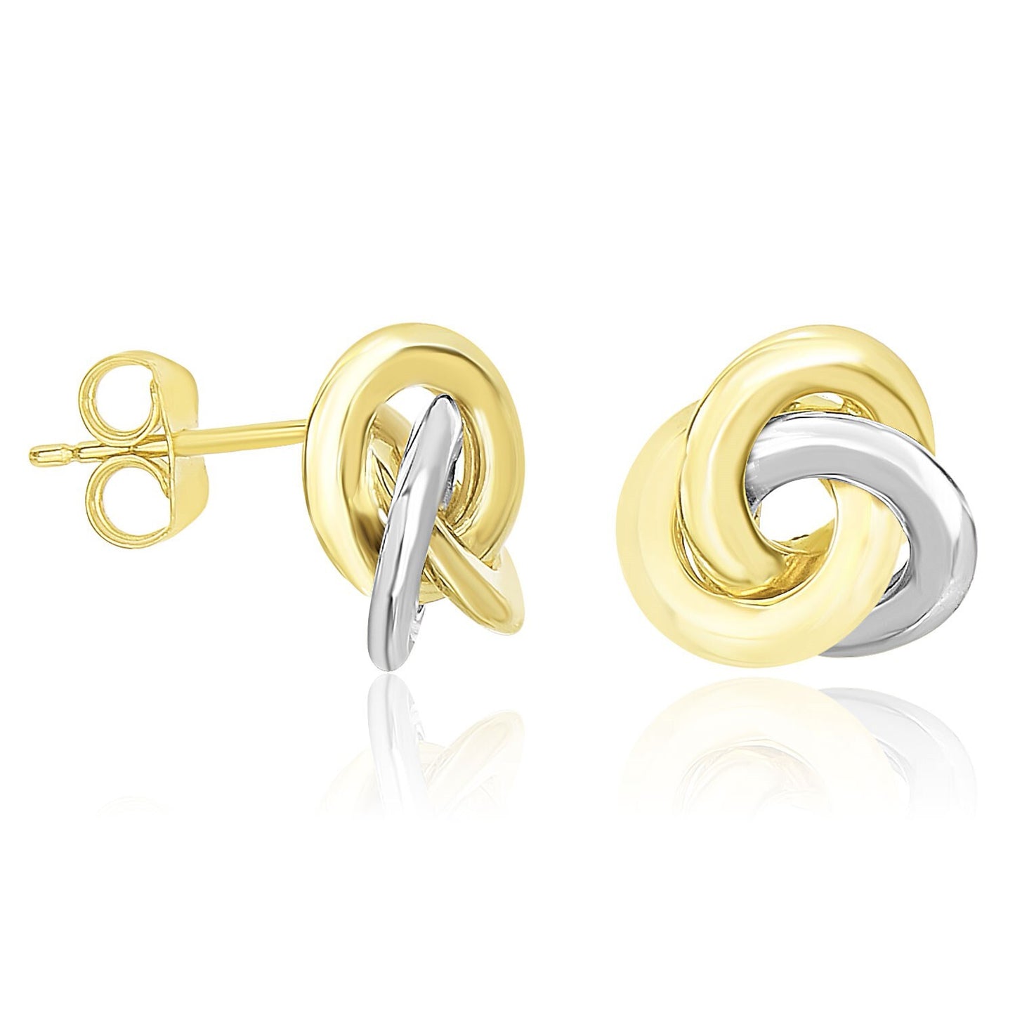 14k Two Tone Gold Shiny Intertwined Open Circle Earrings