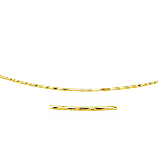 Size: 16'' - 14k Yellow Gold Round Omega Necklace with Diamond Cuts (1.5 mm)