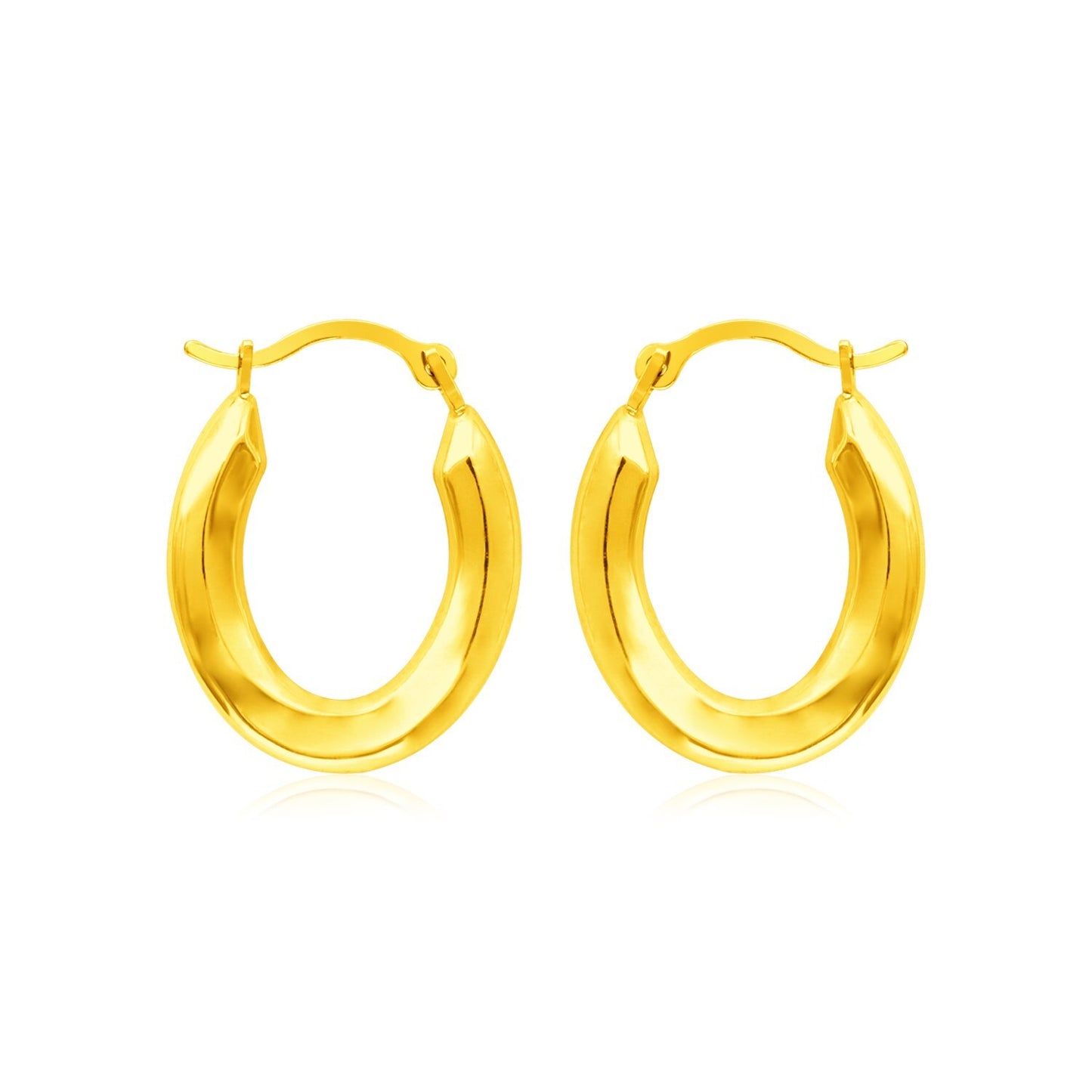 14k Yellow Gold Polished Oval Hoop Earrings