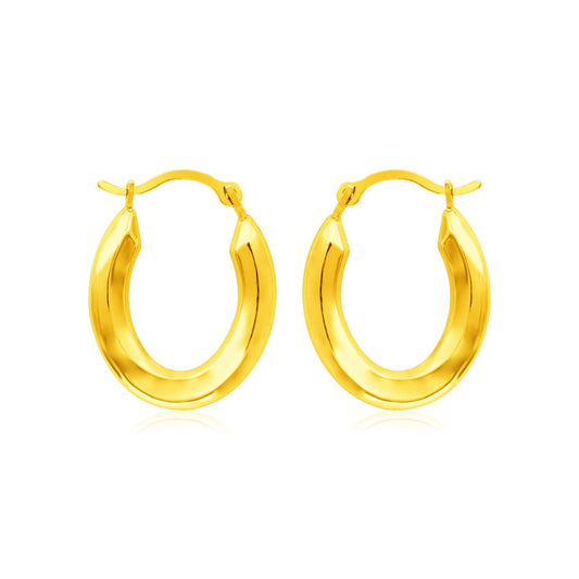 14k Yellow Gold Polished Oval Hoop Earrings