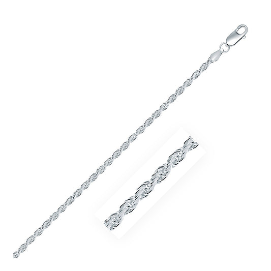 Size: 20'' - Sterling Silver Diamond Cut Rope Style Chain (2.90 mm)