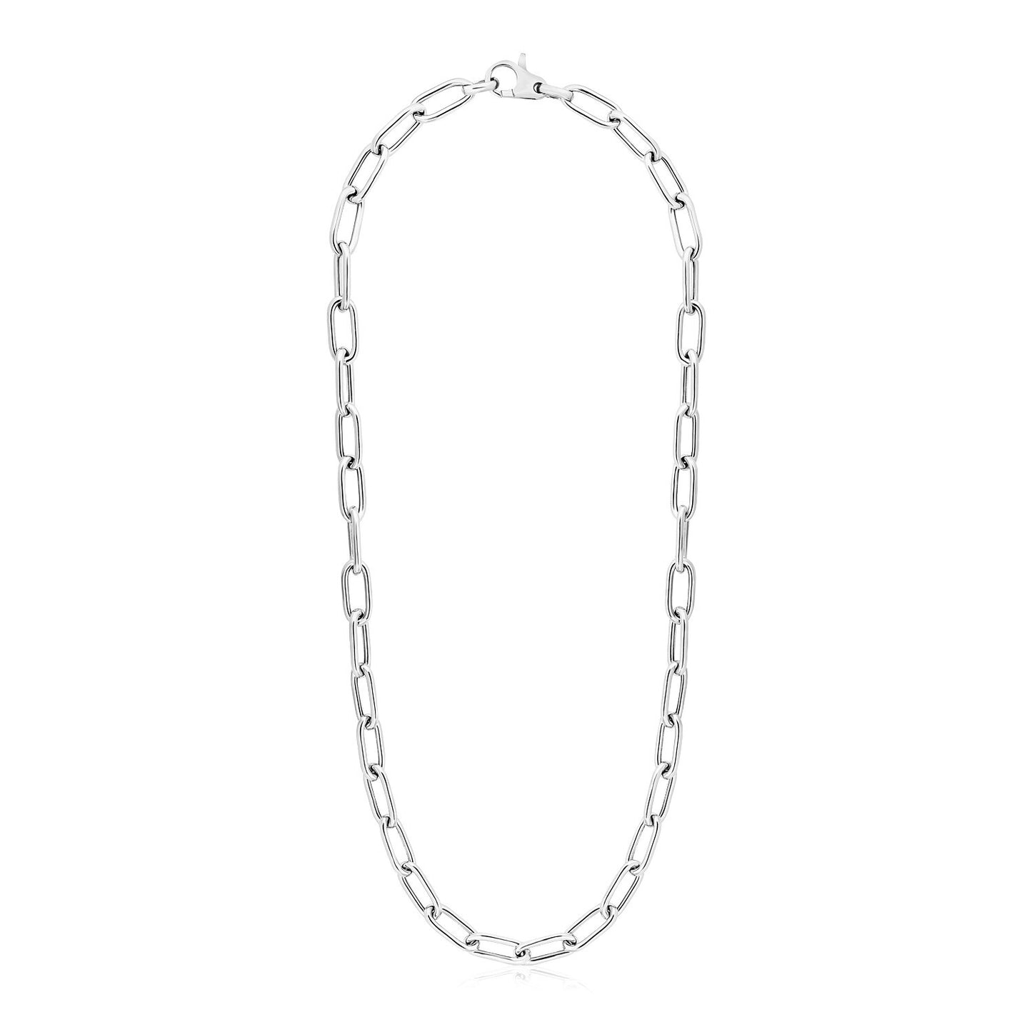 Size: 18'' - Sterling Silver Wide Paperclip Chain Necklace