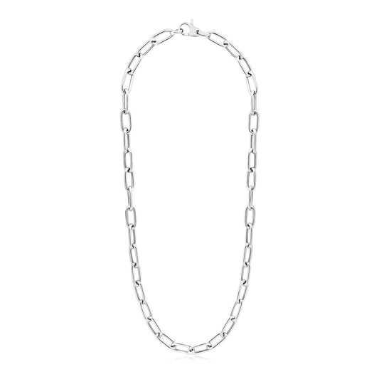 Size: 18'' - Sterling Silver Wide Paperclip Chain Necklace