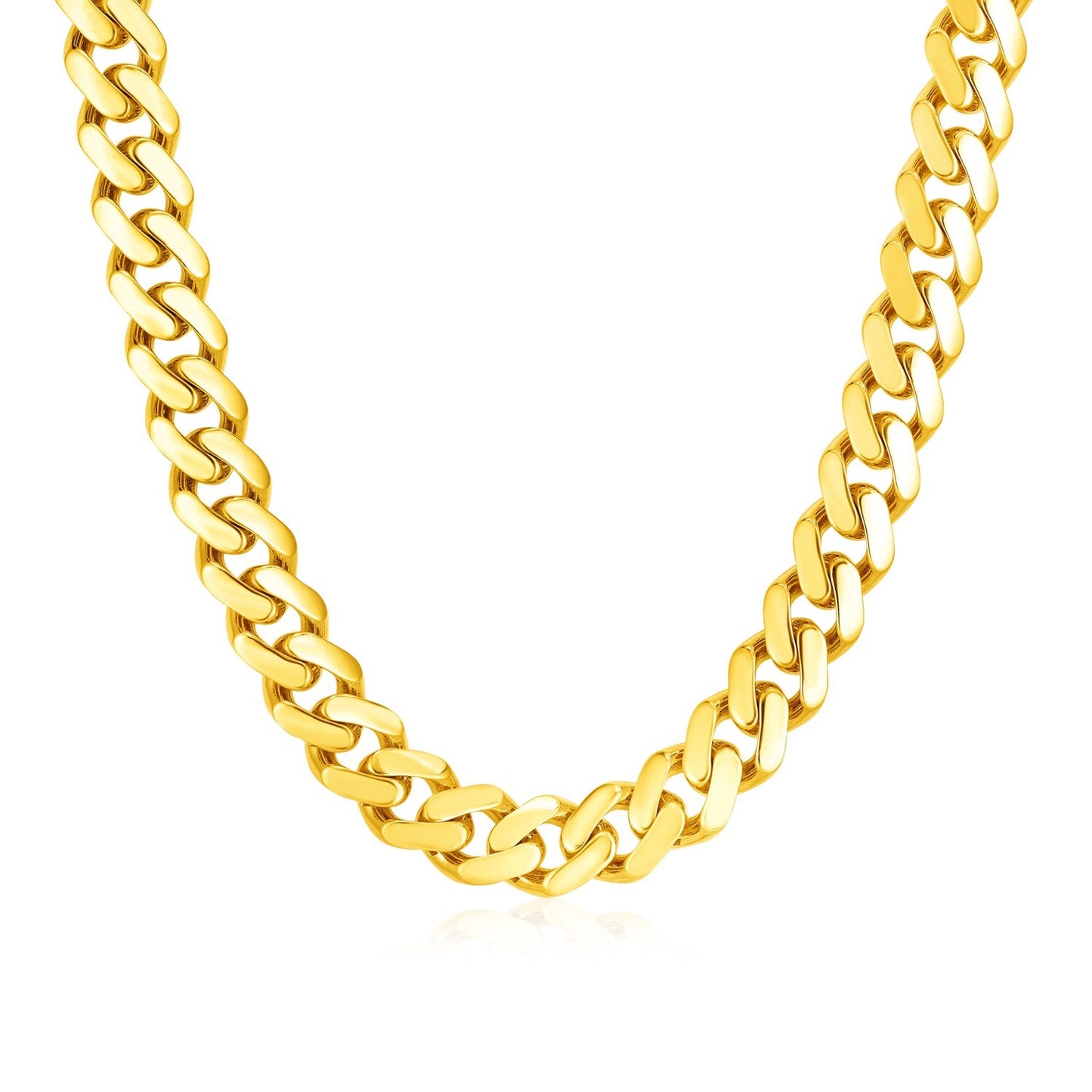 Size: 24'' - 14k Yellow Gold Polished Miami Cuban Chain Necklace