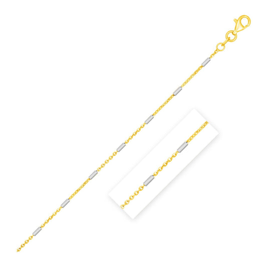 Size: 16'' - Bar Links Pendant Chain in 14k Two Tone Gold (1.00 mm)