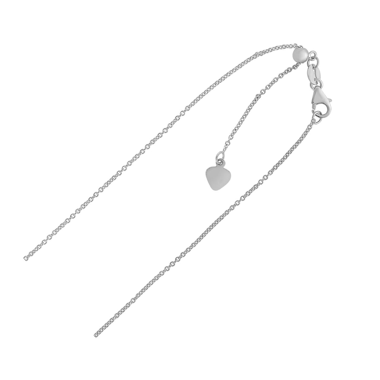 Size: 22'' - Adjustable Cable Chain in 14k White Gold (0.97 mm)