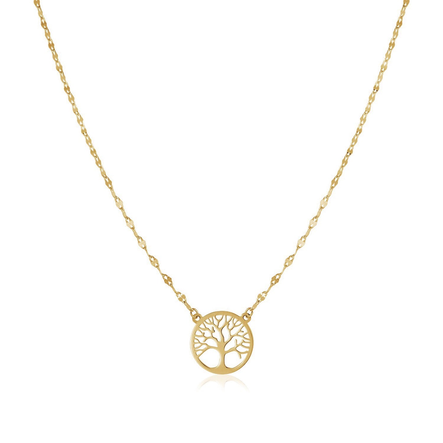 Size: 18'' - 14K Yellow Gold Tree of Life Necklace