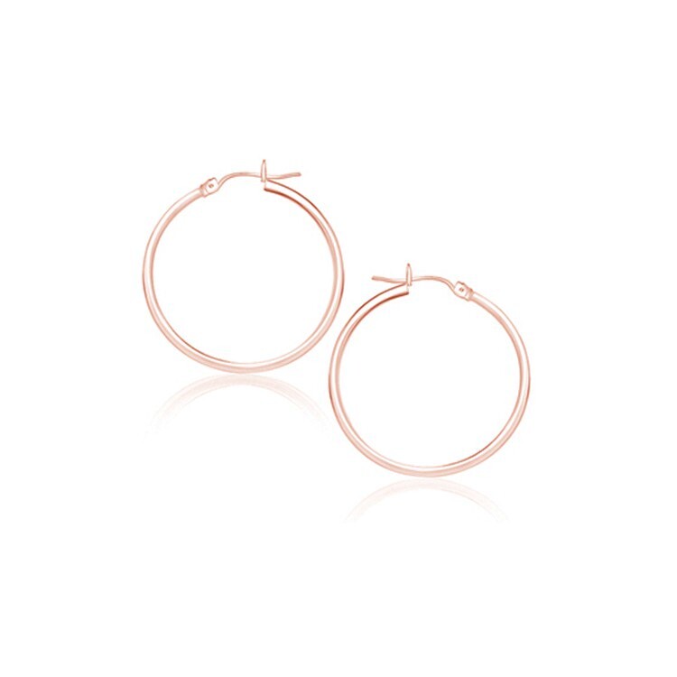 14k Rose Gold Polished Hoop Earrings (2x25mm)