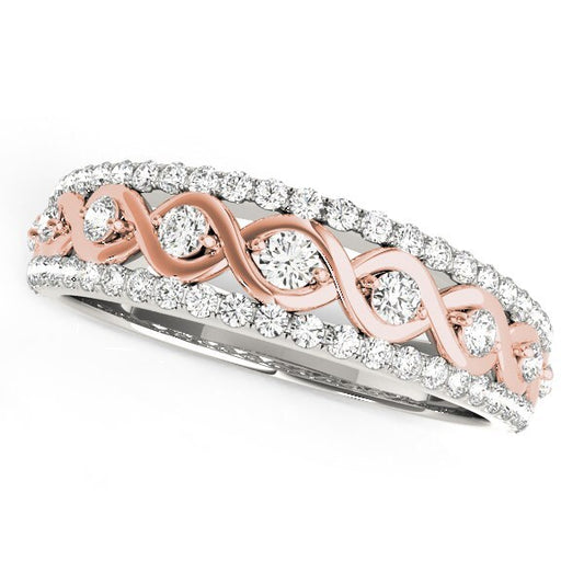 Size: 3.5 - 14k White And Rose Gold Infinity Diamond Band (3/8 cttw)