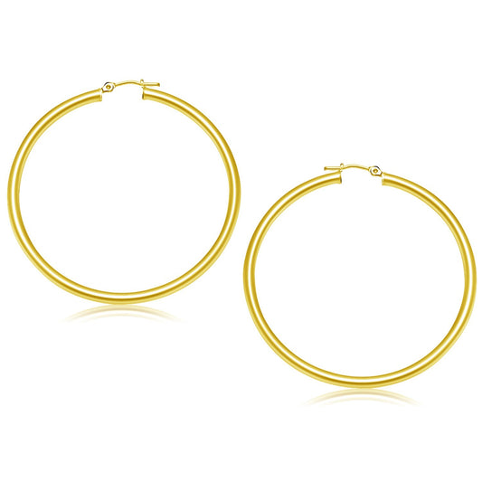 14k Yellow Gold Polished Hoop Earrings (3x50mm)