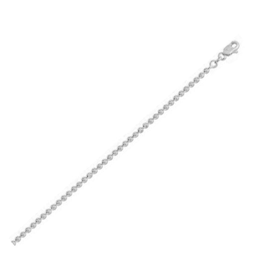 Size: 16 - Moon Cut Bead Chain in 14k White Gold (2.50 mm)