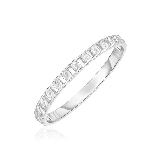 Size: 7 - 14k White Gold Ring with Bead Texture