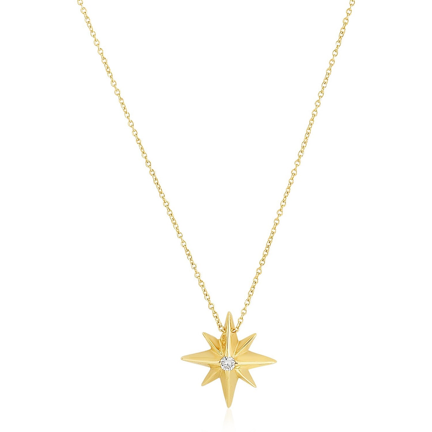 Size: 18'' - 14k Yellow Gold High Polish North Star Necklace