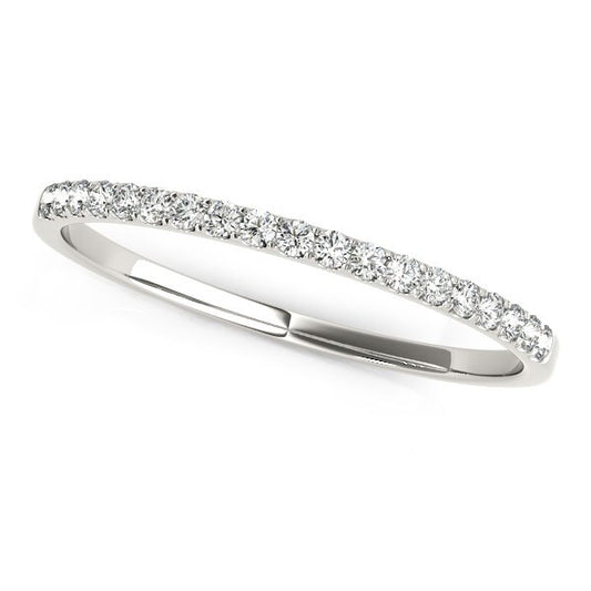 Size: 3.5 - 14k White Gold Pave Setting Diamond Wedding Ring (1/8 cttw)