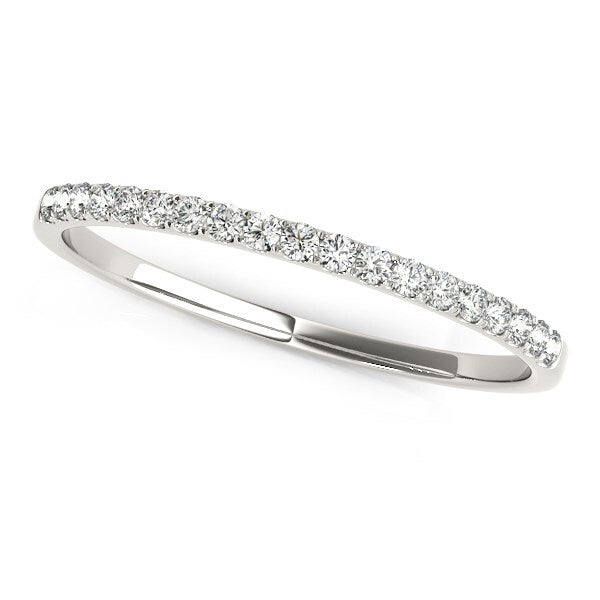 Size: 3 - 14k White Gold Pave Setting Diamond Wedding Ring (1/8 cttw)