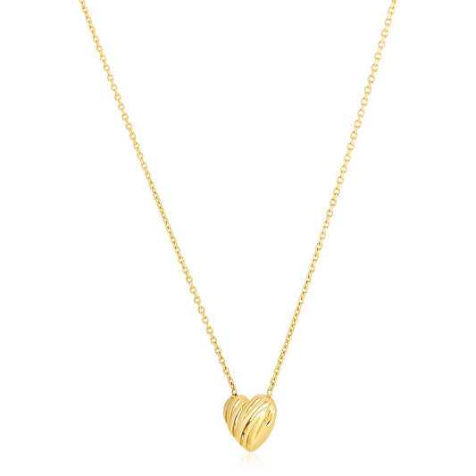 Size: 18'' - 14k Yellow Gold High Polish Scribbles Heart Necklace