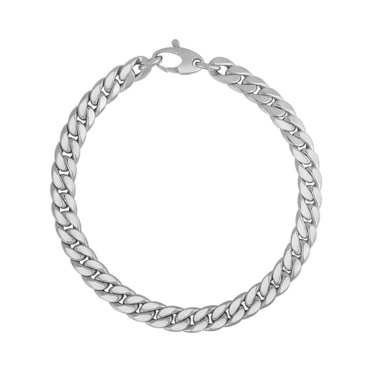 Size: 7.25'' - 14K White Gold Cuban Link Bracelet