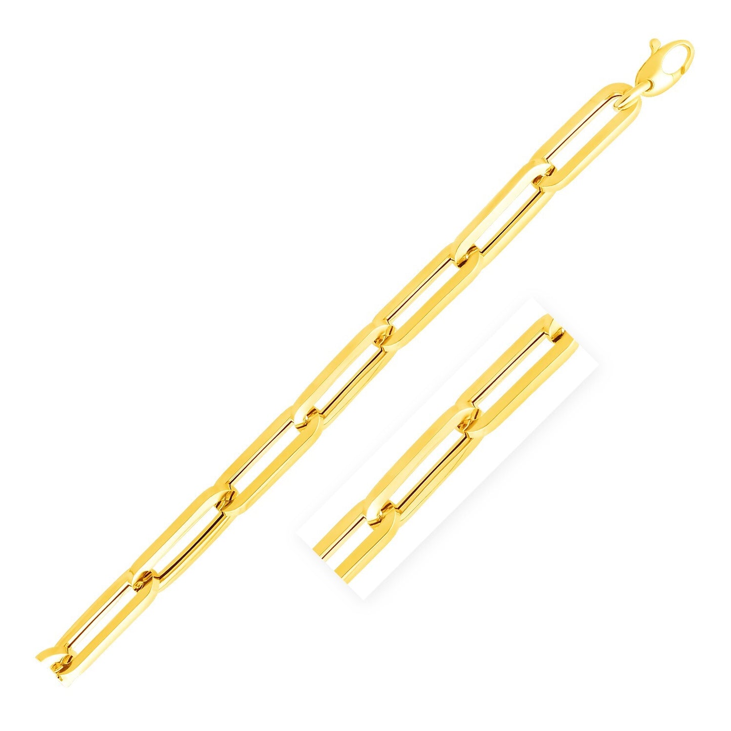 Size: 8'' - 14k Yellow Gold 8 inch Extra Wide Paperclip Chain Bracelet