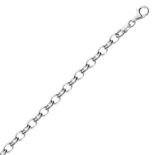 Size: 7.25'' - Sterling Silver Polished Charm Bracelet with Rhodium Plating