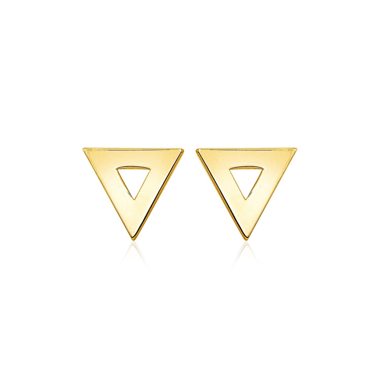 14k Yellow Gold Polished Open Triangle Post Earrings