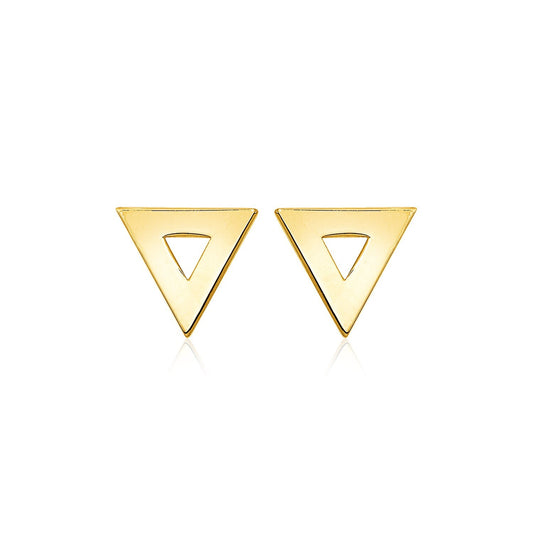 14k Yellow Gold Polished Open Triangle Post Earrings