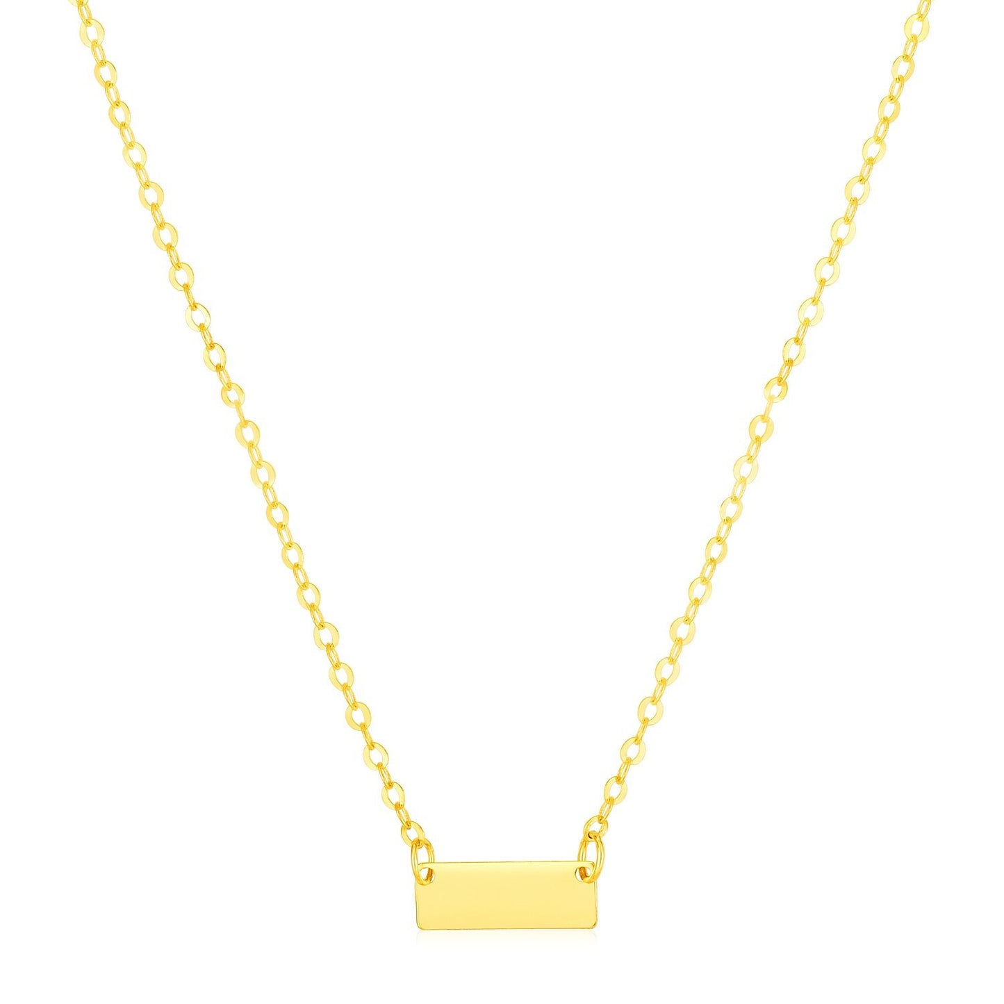 Size: 18'' - 14k Yellow Gold Polished Mini Bar Necklace