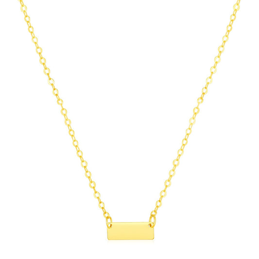 Size: 18'' - 14k Yellow Gold Polished Mini Bar Necklace