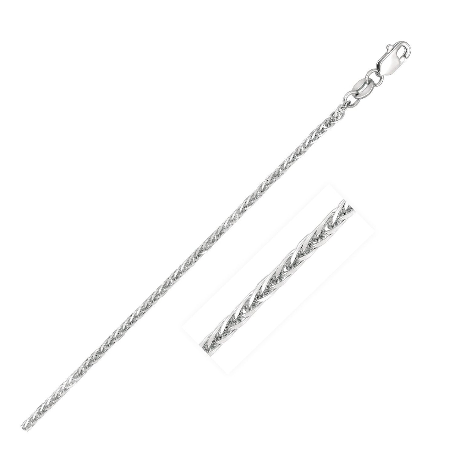 Size: 18'' - 14k White Gold Square Wheat Chain (1.80 mm)